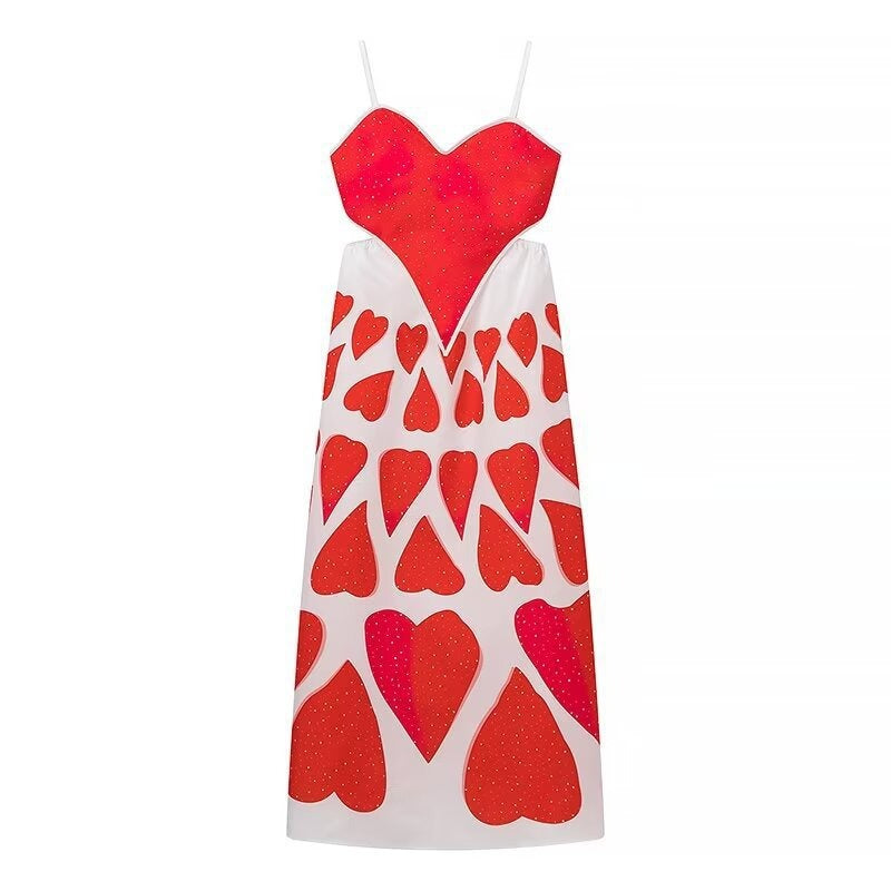 European and American fashion street fashion love print suspender dress